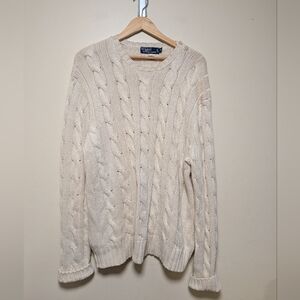 Ralph Lauren Cream Cable Knit Sweater for Men